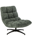 Fauteuil lounge pivotant matelassé tissu vert émeraude 78x95x89,5 cm Eyrarbakki