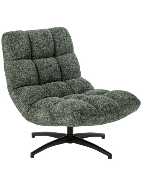 Fauteuil lounge pivotant matelassé tissu vert émeraude 78x95x89,5 cm Eyrarbakki J-Line - 1