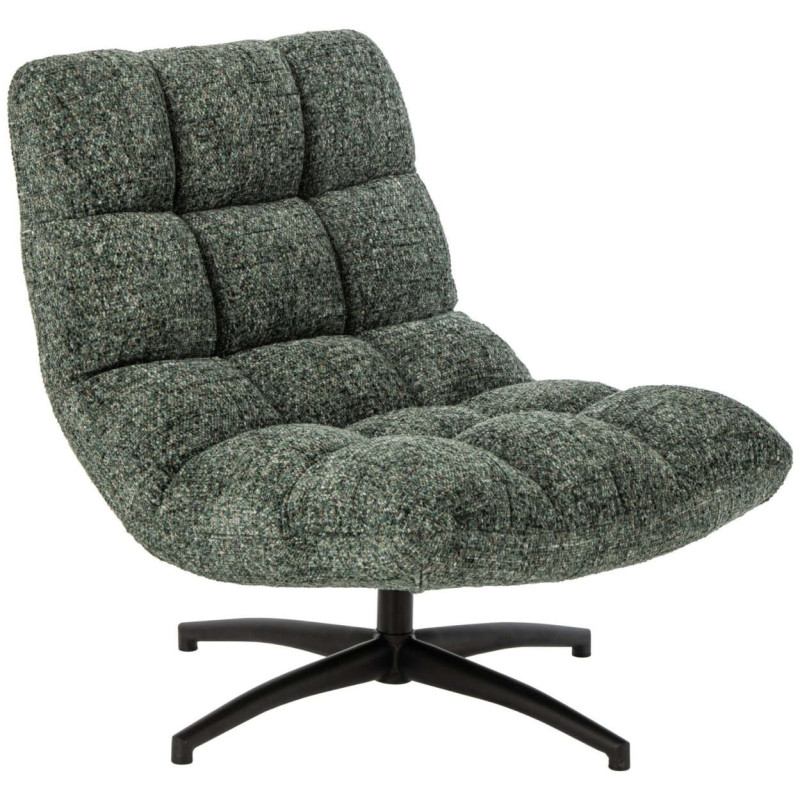 Fauteuil lounge pivotant matelassé tissu vert émeraude 78x95x89,5 cm Eyrarbakki J-Line - 1