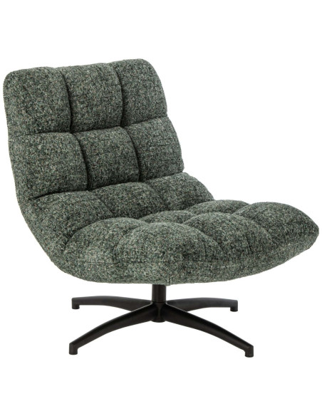 Fauteuil lounge pivotant matelassé tissu vert émeraude 78x95x89,5 cm Eyrarbakki J-Line - 1