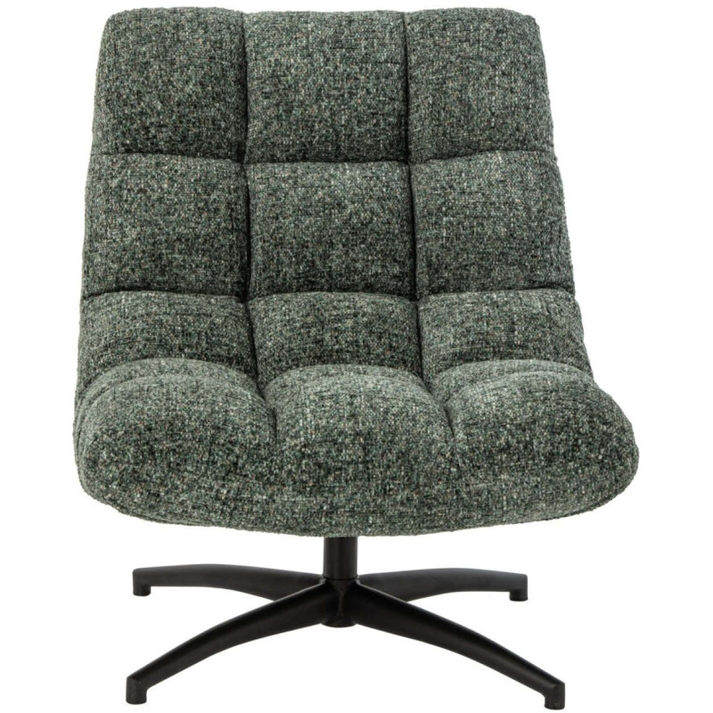 Fauteuil lounge pivotant matelassé tissu vert émeraude 78x95x89,5 cm Eyrarbakki J-Line - 3