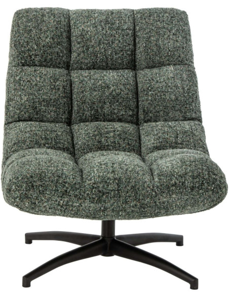 Fauteuil lounge pivotant matelassé tissu vert émeraude 78x95x89,5 cm Eyrarbakki J-Line - 3