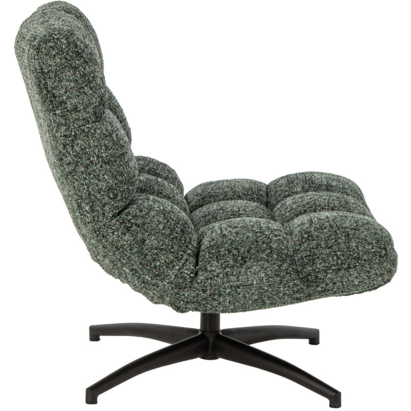 Fauteuil lounge pivotant matelassé tissu vert émeraude 78x95x89,5 cm Eyrarbakki J-Line - 4
