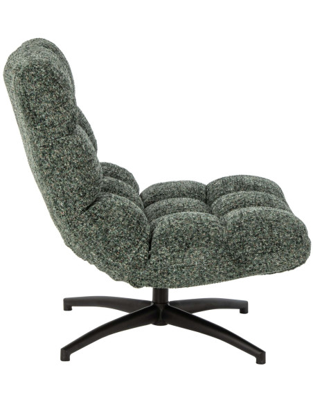 Fauteuil lounge pivotant matelassé tissu vert émeraude 78x95x89,5 cm Eyrarbakki J-Line - 4