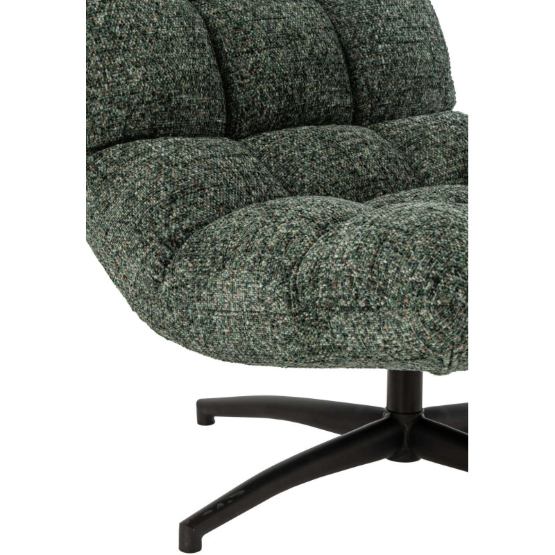 Fauteuil lounge pivotant matelassé tissu vert émeraude 78x95x89,5 cm Eyrarbakki J-Line - 7