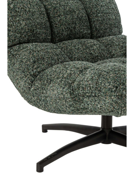 Fauteuil lounge pivotant matelassé tissu vert émeraude 78x95x89,5 cm Eyrarbakki J-Line - 7