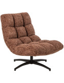 Fauteuil lounge pivotant matelassé tissu terracotta 78x95x89,5 cm Eyrarbakki