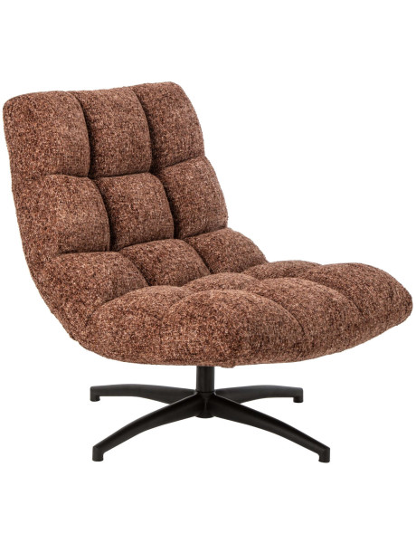 Fauteuil lounge pivotant matelassé tissu terracotta 78x95x89,5 cm Eyrarbakki J-Line - 1