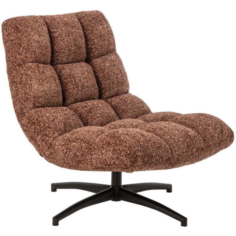 Fauteuil lounge pivotant matelassé tissu terracotta 78x95x89,5 cm Eyrarbakki J-Line - 1