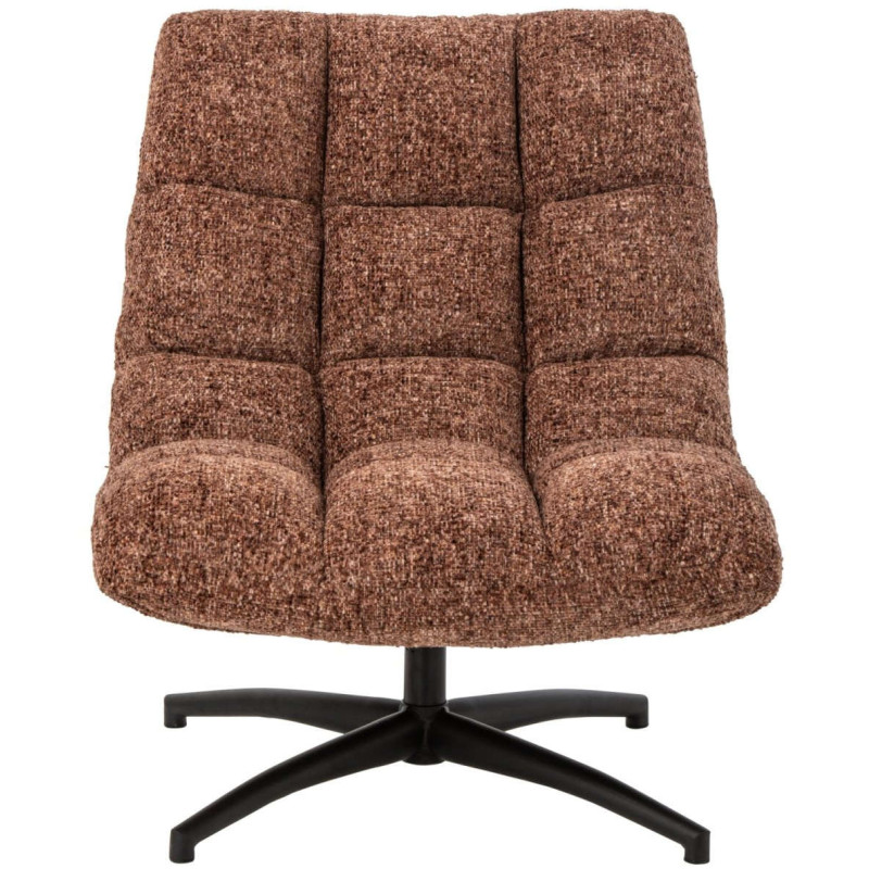 Fauteuil lounge pivotant matelassé tissu terracotta 78x95x89,5 cm Eyrarbakki J-Line - 3