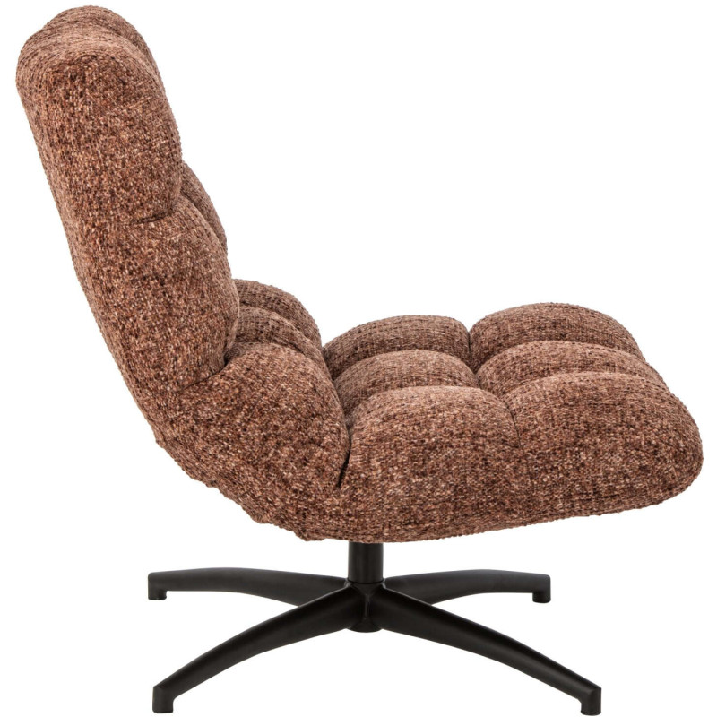 Fauteuil lounge pivotant matelassé tissu terracotta 78x95x89,5 cm Eyrarbakki J-Line - 4