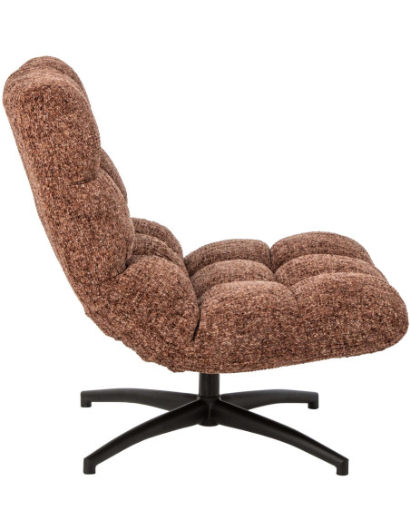 Fauteuil lounge pivotant matelassé tissu terracotta 78x95x89,5 cm Eyrarbakki J-Line - 4