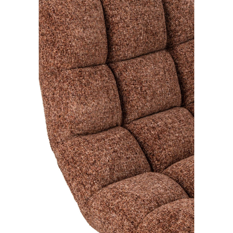 Fauteuil lounge pivotant matelassé tissu terracotta 78x95x89,5 cm Eyrarbakki J-Line - 6