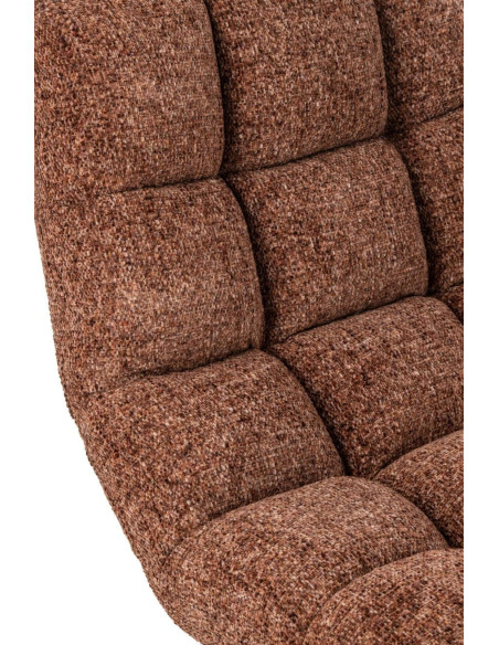 Fauteuil lounge pivotant matelassé tissu terracotta 78x95x89,5 cm Eyrarbakki J-Line - 6