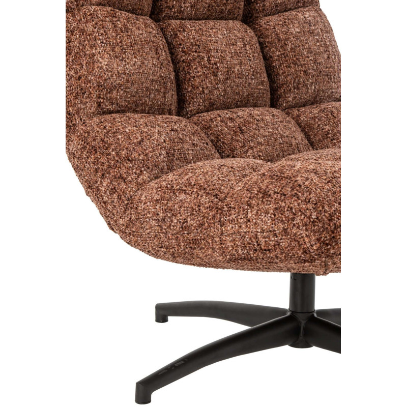Fauteuil lounge pivotant matelassé tissu terracotta 78x95x89,5 cm Eyrarbakki J-Line - 7