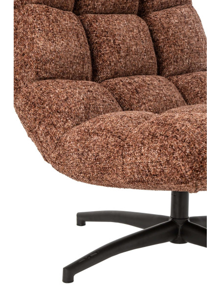 Fauteuil lounge pivotant matelassé tissu terracotta 78x95x89,5 cm Eyrarbakki J-Line - 7