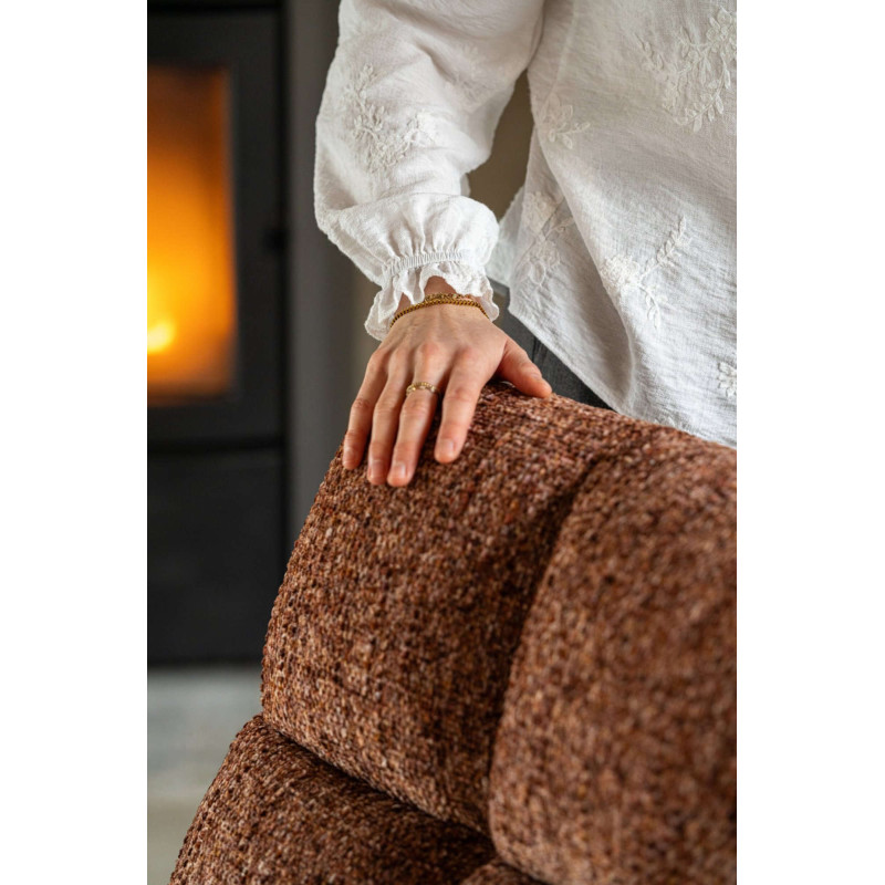 Fauteuil lounge pivotant matelassé tissu terracotta 78x95x89,5 cm Eyrarbakki J-Line - 8