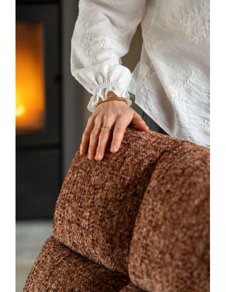 Fauteuil lounge pivotant matelassé tissu terracotta 78x95x89,5 cm Eyrarbakki J-Line - 8