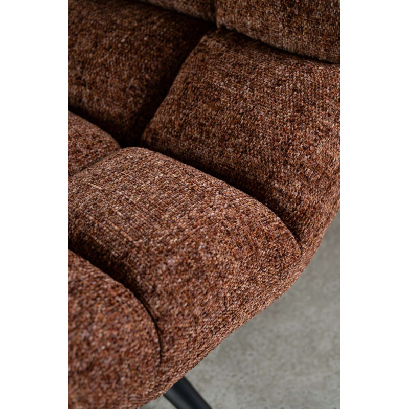 Fauteuil lounge pivotant matelassé tissu terracotta 78x95x89,5 cm Eyrarbakki J-Line - 9