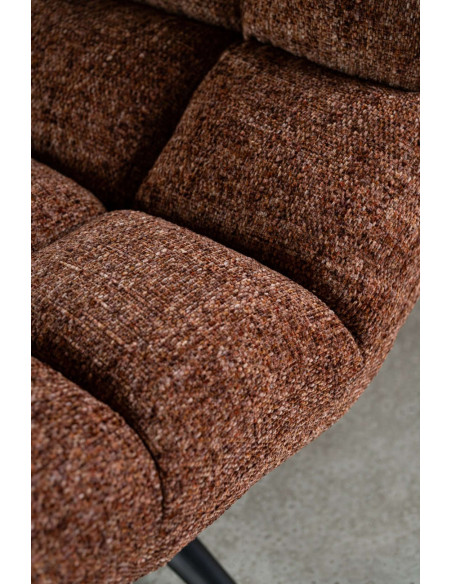 Fauteuil lounge pivotant matelassé tissu terracotta 78x95x89,5 cm Eyrarbakki J-Line - 9