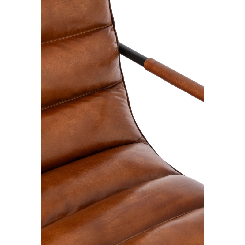 Fauteuil lounge cuir camel et métal noir 83x60x80 cm Ubrique J-Line - 6