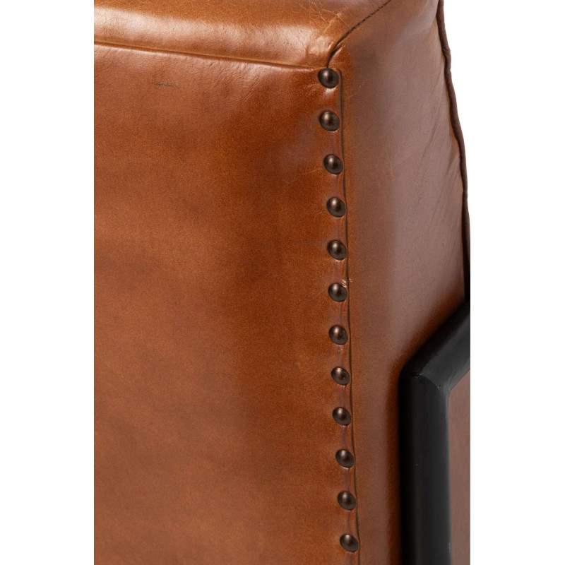 Fauteuil lounge cuir camel et métal noir 83x60x80 cm Ubrique J-Line - 9