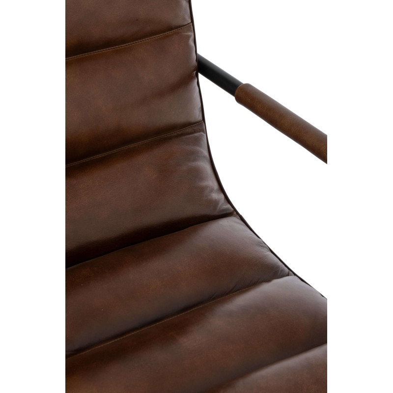 Fauteuil lounge cuir marron et métal noir 83x60x80 cm Ubrique J-Line - 5