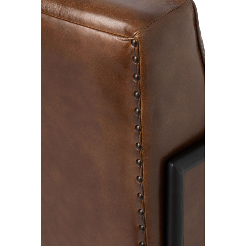 Fauteuil lounge cuir marron et métal noir 83x60x80 cm Ubrique J-Line - 7
