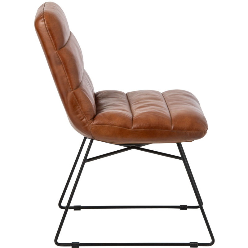 Chaise de salle à manger cuir camel et métal noir 67x55x83 cm Ubrique J-Line - 3