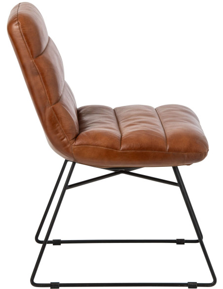 Chaise de salle à manger cuir camel et métal noir 67x55x83 cm Ubrique J-Line - 3
