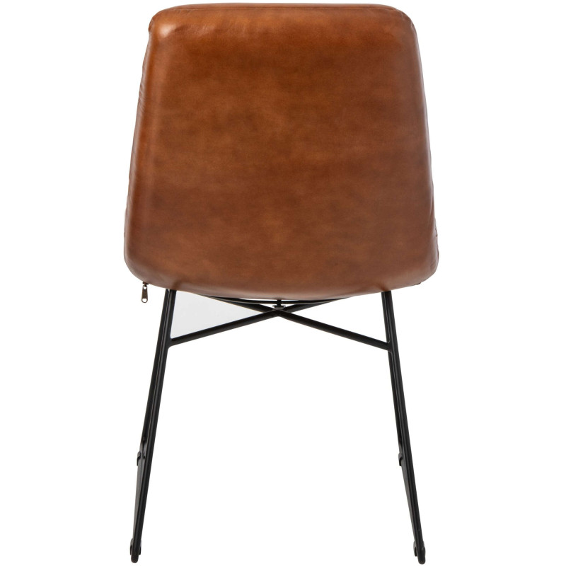 Chaise de salle à manger cuir camel et métal noir 67x55x83 cm Ubrique J-Line - 4