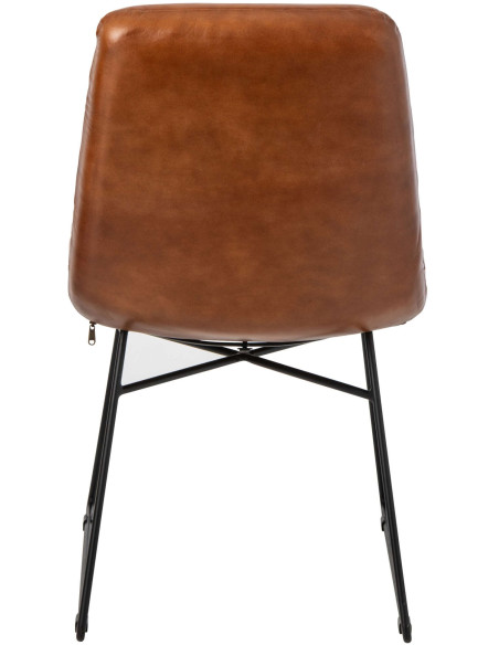 Chaise de salle à manger cuir camel et métal noir 67x55x83 cm Ubrique J-Line - 4