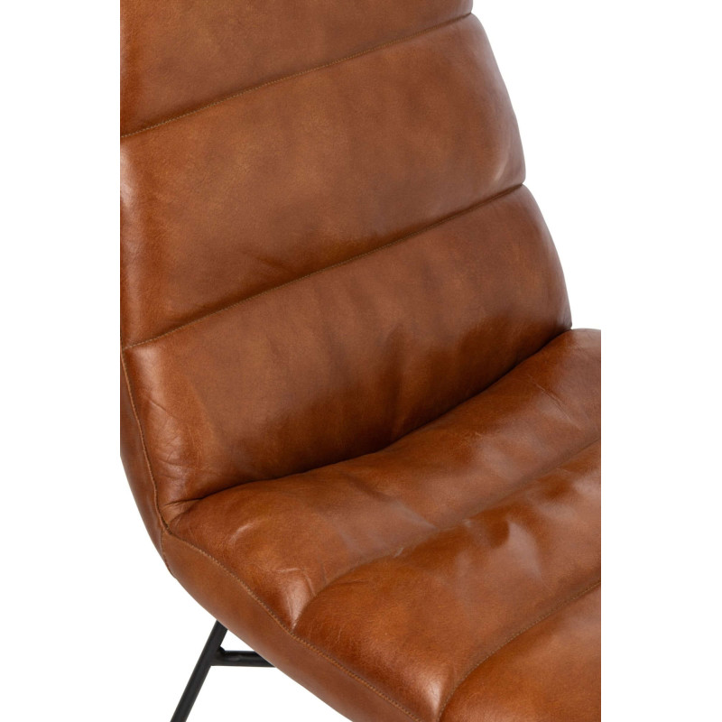 Chaise de salle à manger cuir camel et métal noir 67x55x83 cm Ubrique J-Line - 5