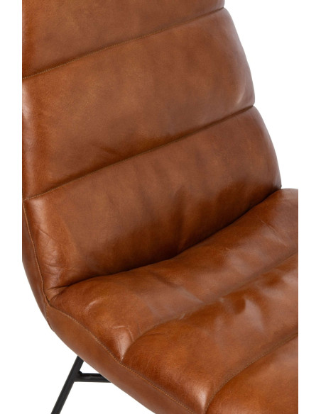 Chaise de salle à manger cuir camel et métal noir 67x55x83 cm Ubrique J-Line - 5