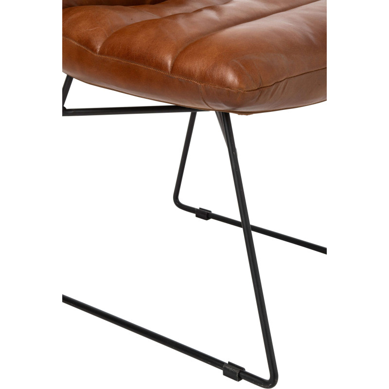Chaise de salle à manger cuir camel et métal noir 67x55x83 cm Ubrique J-Line - 6