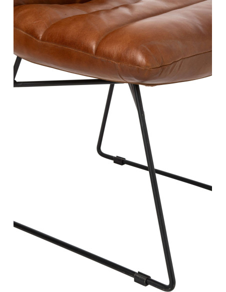 Chaise de salle à manger cuir camel et métal noir 67x55x83 cm Ubrique J-Line - 6