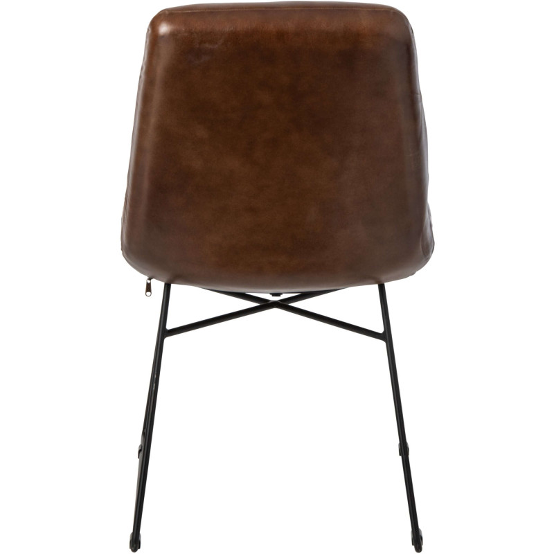 Chaise de salle à manger cuir marron et métal noir 67x55x83 cm Ubrique J-Line - 5