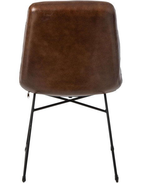 Chaise de salle à manger cuir marron et métal noir 67x55x83 cm Ubrique J-Line - 5