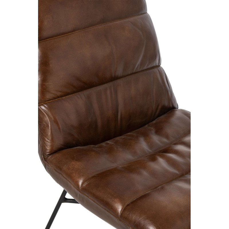Chaise de salle à manger cuir marron et métal noir 67x55x83 cm Ubrique J-Line - 6
