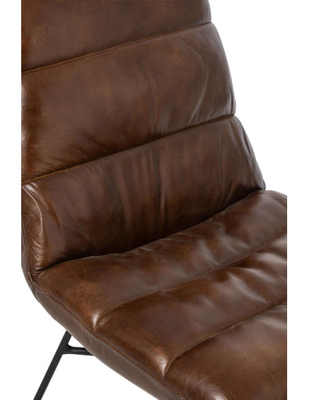 Chaise de salle à manger cuir marron et métal noir 67x55x83 cm Ubrique J-Line - 6