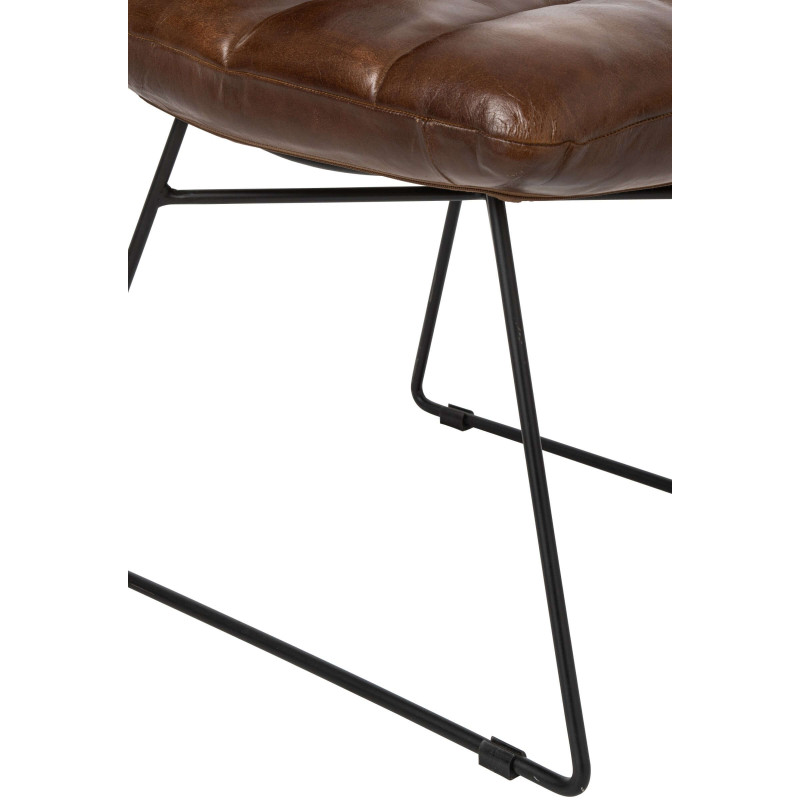 Chaise de salle à manger cuir marron et métal noir 67x55x83 cm Ubrique J-Line - 7