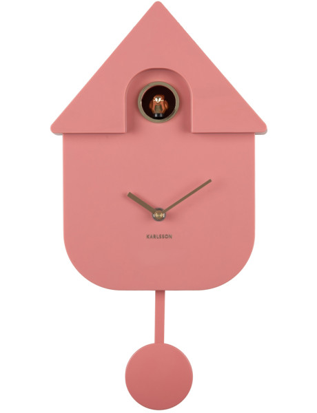 Horloge coucou murale moderne rose poudré 21,5x8,5x41 cm Cuckoo Oro Karlsson - 1