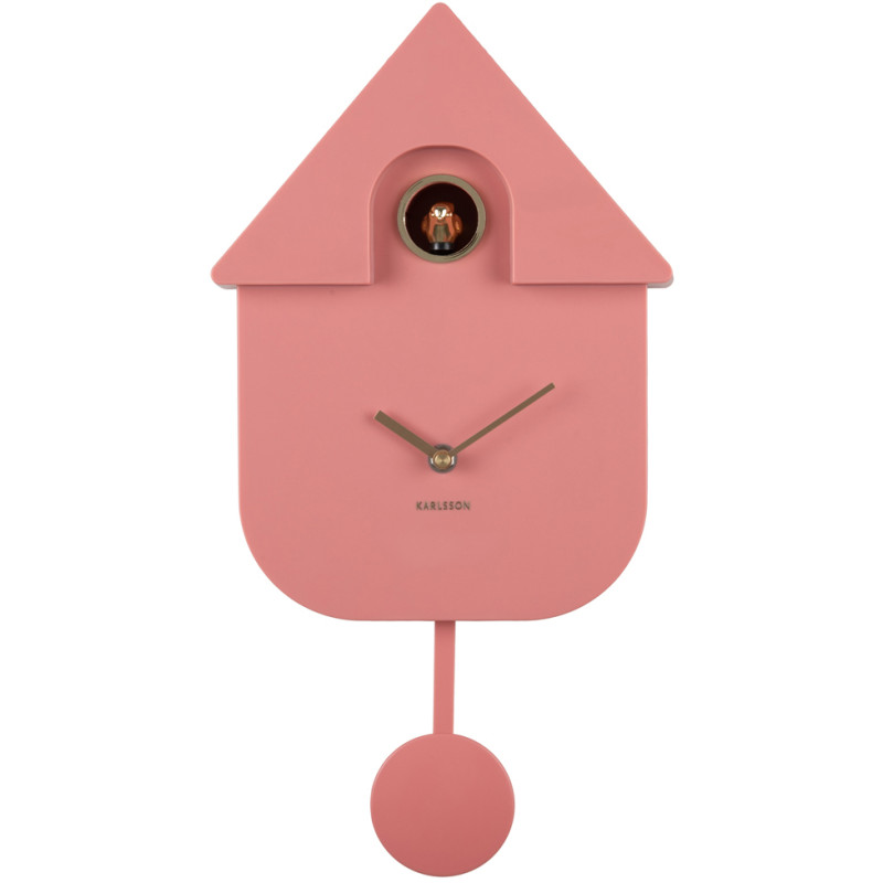 Horloge coucou murale moderne rose poudré 21,5x8,5x41 cm Cuckoo Oro Karlsson - 1