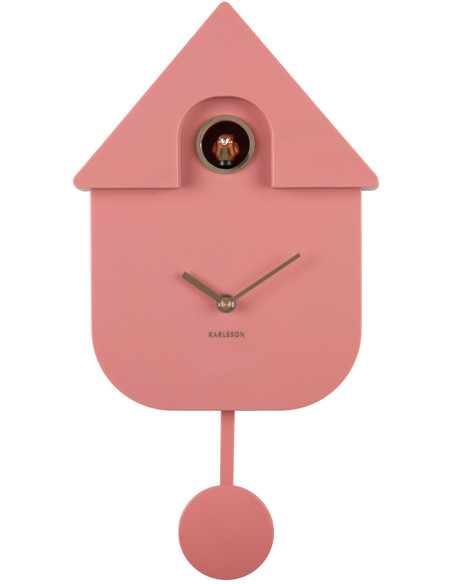 Horloge coucou murale moderne rose poudré 21,5x8,5x41 cm Cuckoo Oro Karlsson - 1