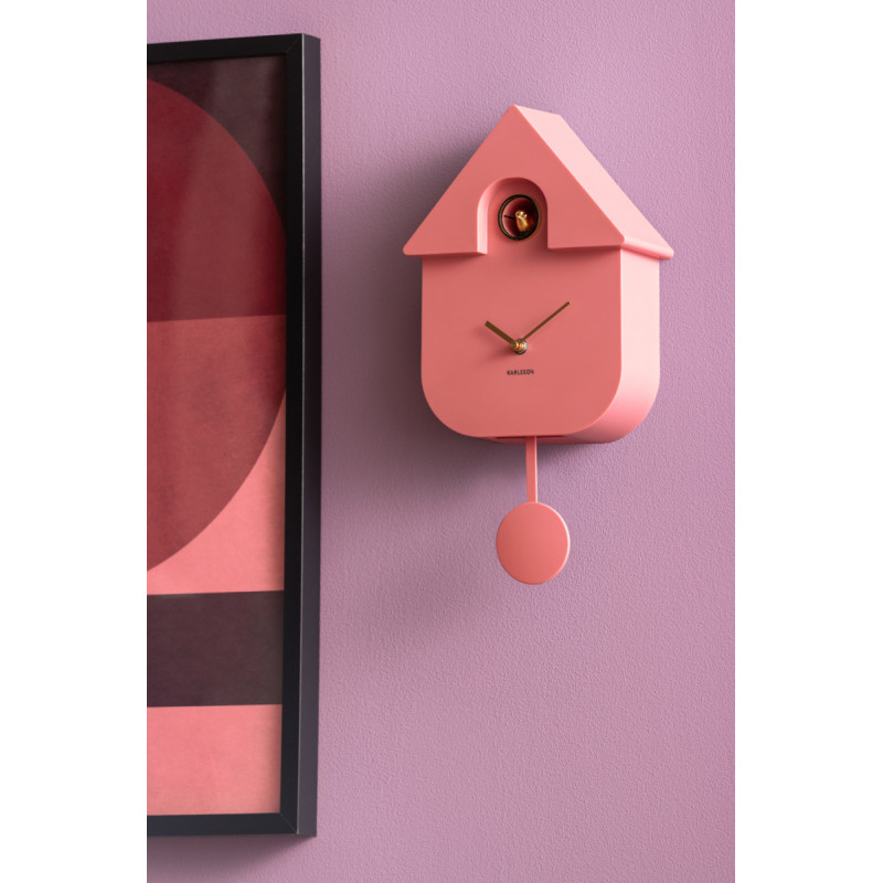 Horloge coucou murale moderne rose poudré 21,5x8,5x41 cm Cuckoo Oro Karlsson - 2