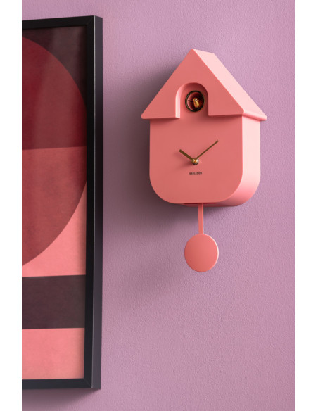 Horloge coucou murale moderne rose poudré 21,5x8,5x41 cm Cuckoo Oro Karlsson - 2