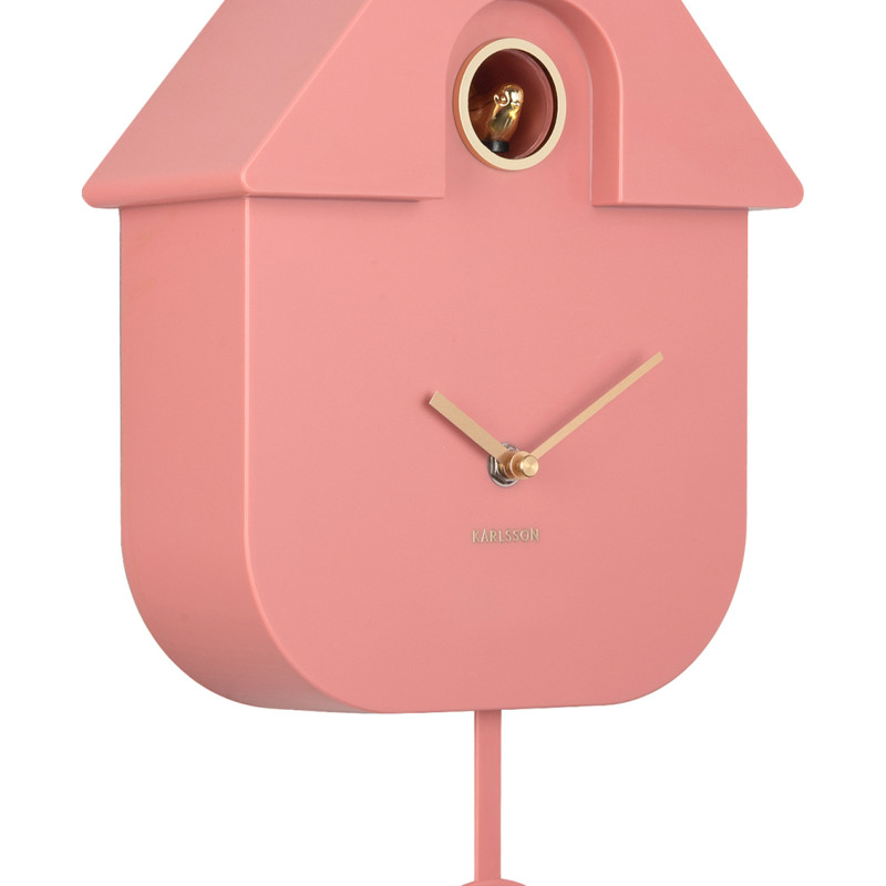 Horloge coucou murale moderne rose poudré 21,5x8,5x41 cm Cuckoo Oro Karlsson - 4
