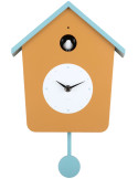 Horloge coucou murale lumineuse jaune ocre et bleu brume 10,5x23x26,4 cm Cuckoo Light