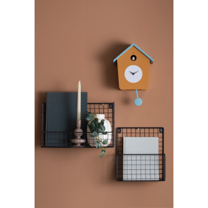 Horloge coucou murale lumineuse jaune ocre et bleu brume 10,5x23x26,4 cm Cuckoo Light Karlsson - 2