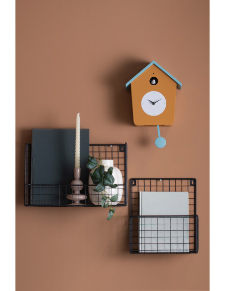 Horloge coucou murale lumineuse jaune ocre et bleu brume 10,5x23x26,4 cm Cuckoo Light Karlsson - 2